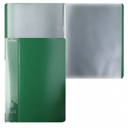 Папка 30 файлов, А4, пластик, цвет зеленый Standart KLERK 213890