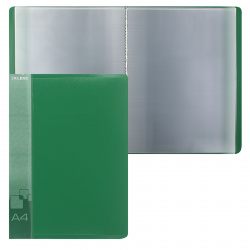 Папка 40 файлов, А4, пластик, цвет зеленый Classic KLERK 213896