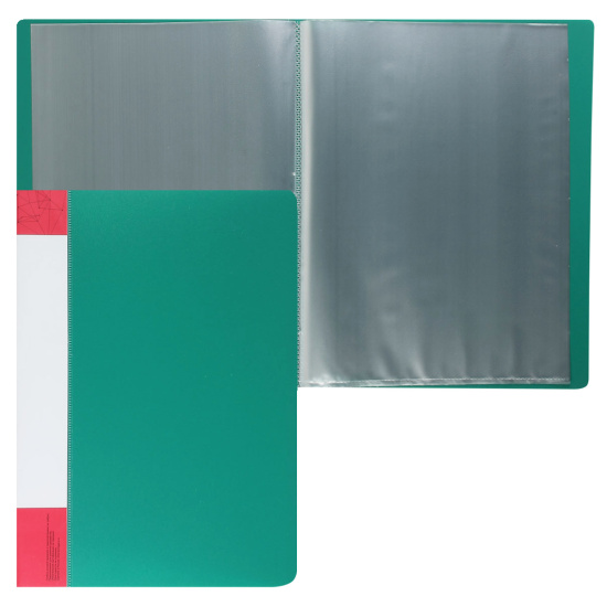 Папка 60 файлов, А4, пластик, цвет зеленый KLERK 190896