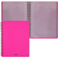 Папка 60 файлов, А4, пластик, цвет розовый Neon KLERK 241499