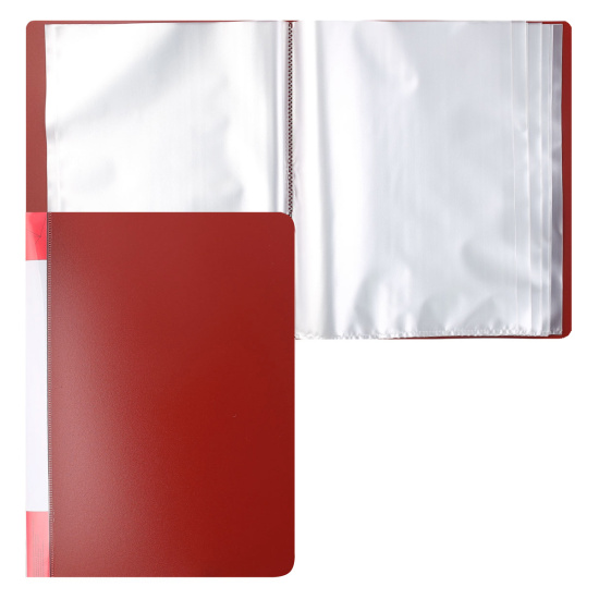 Папка 100 файлов, А4, пластик, цвет красный KLERK 190917