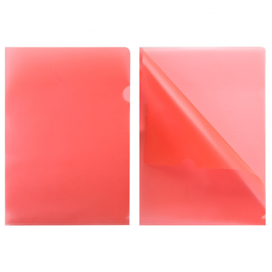 Папка-уголок А4, пластик тонированный, толщина пластика 0,15мм, цвет красный Бюрократ ЕЕ-310/816384