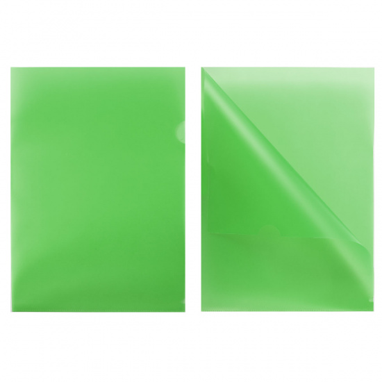 Папка-уголок А4, пластик тонированный, толщина пластика 0,18мм, цвет зеленый Бюрократ Е-310/816355