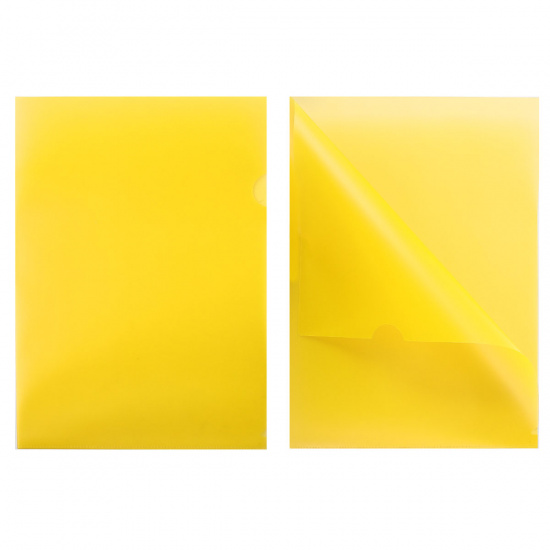 Папка-уголок А4, пластик тонированный, толщина пластика 0,18мм, цвет желтый Бюрократ Е-310/816357