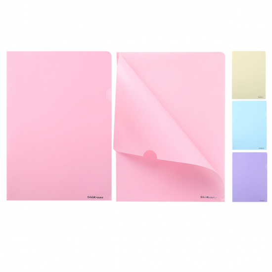Папка-уголок А4, 0,18 мм, пластик тонированный, цвет ассорти Diagonal Pastel Erich Krause 50170