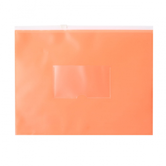 Папка на молнии ПВХ А5 (195*250мм) 0,15мм карм д/визитки DNEBPV5AOR/1126084 оранж неон