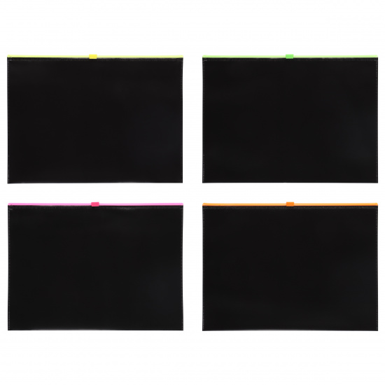 Папка на молнии В5, 214*289 мм, ПВХ, цвет черный, ассорти 4 вида Erich Krause 54954