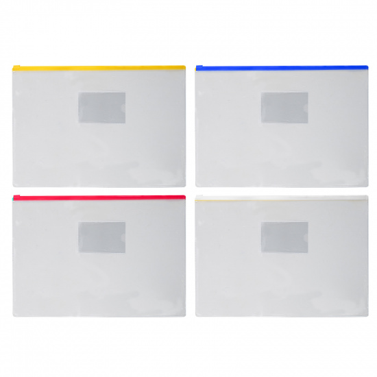 Папка на молнии А4, 241*334 мм, ПВХ, цвет прозрачный, ассорти 5 видов PVC Zip Pocket Erich Krause 2935