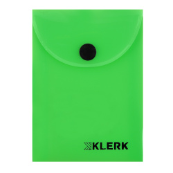 Папка-конверт на кноп А7 (75*105мм) 0,18мм KLERK Neon 241323 непрозрачная зеленая