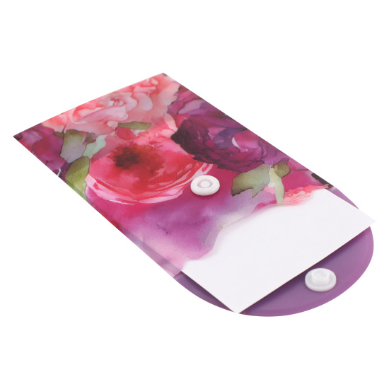 Папка-конверт на кнопке А7, 0,15 мм, цвет с рисунком Цветы акварель FIORENZO 240320