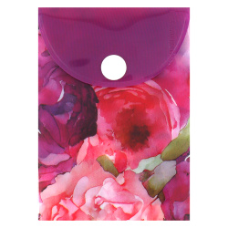 Папка-конверт на кнопке А7, 0,15 мм, цвет с рисунком Цветы акварель FIORENZO 240320