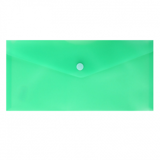 Папка-конверт на кнопке А6 (130*260 мм), 0,15 мм, цвет зеленый KLERK 212641