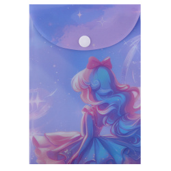 Папка-конверт на кнопке, А6, 0,15 мм, цвет сиреневый, с рисунком, Magic ballerina, КОКОС, 251325