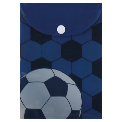 Папка-конверт на кнопке, А6, 0,15 мм, цвет синий, с рисунком, Football King, КОКОС, 251330