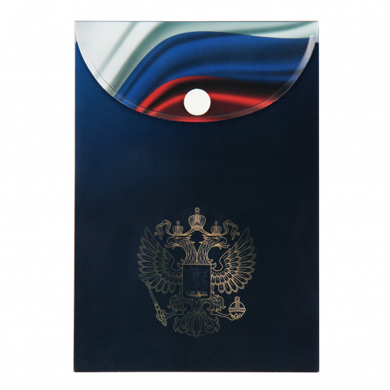 Папка-конверт на кнопке А6 (115*165 мм), 0,15 мм Флаг России КОКОС 212157