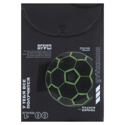 Папка-конверт на кнопке А6, 0,15 мм, цвет черный с рисунком Мяч 3D КОКОС 240335