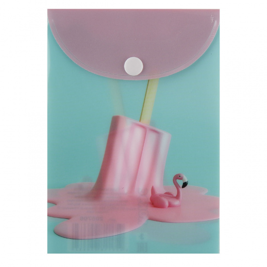 Папка конверт на кнопке Фламинго А6 (115*165мм), пластик полупрозрачный, цвет рисунок КОКОС 205706