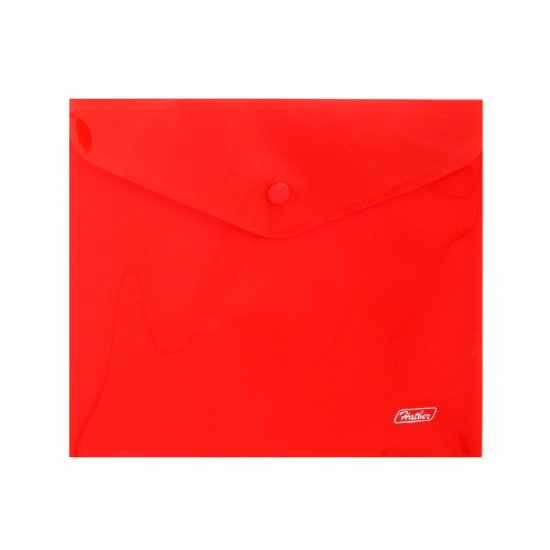 Папка конверт на кнопке   А5 (215*240мм), пластик полупрозрачный, толщина пластика 0,18мм, цвет красный Hatber AKk_15103