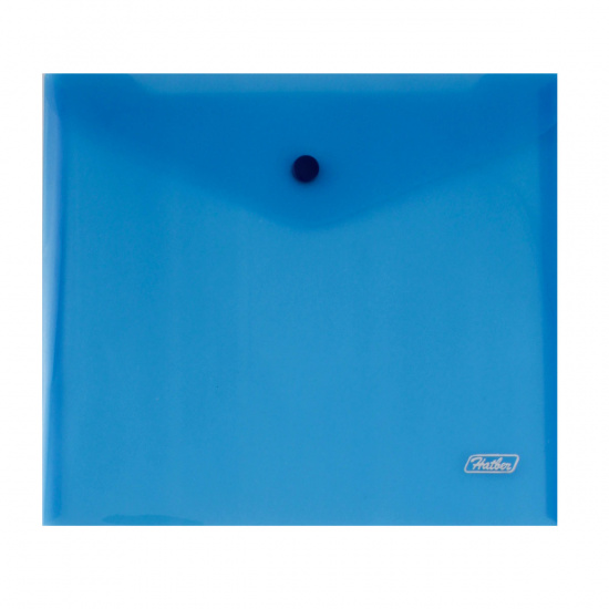 Папка конверт на кнопке   А5 (215*240мм), пластик полупрозрачный, толщина пластика 0,18мм, цвет синий Hatber AKk_15102