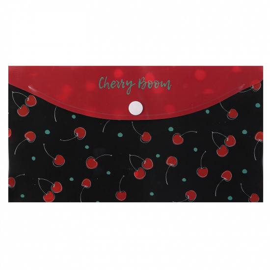 Папка-конверт на кнопке А6 (125*225 мм), 0,15 мм, цвет с рисунком Cherry Boom КОКОС 212158