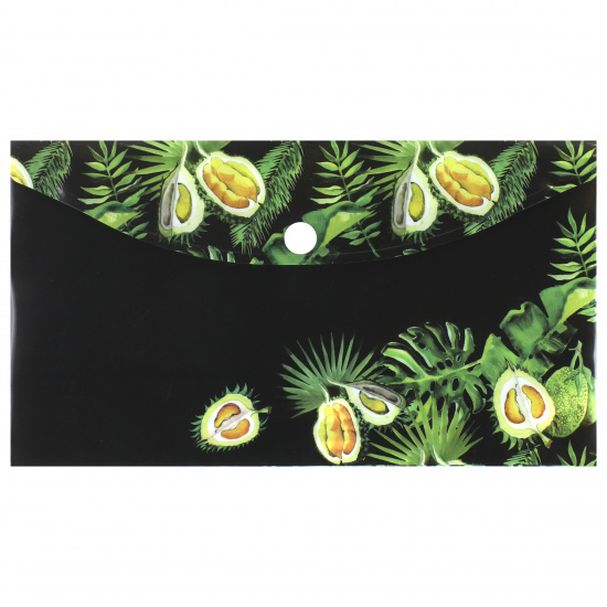 Папка-конверт на кнопке А6 (125*225 мм), 0,15 мм, цвет черный Durian КОКОС 212161