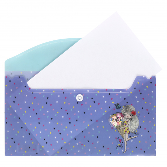 Папка-конверт на кнопке А6, 0,15 мм, цвет фиолетовый Sweets КОКОС 212173