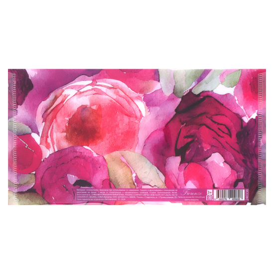 Папка-конверт на кнопке А6, 0,15 мм, цвет с рисунком Цветы акварель FIORENZO 240338