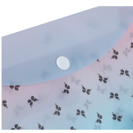 Папка-конверт на кнопке А6, 0,15 мм, цвет голубой с рисунком Бабочки градиент КОКОС 240339