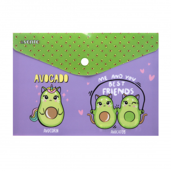 Папка-конверт на кнопке А5 (170*240 мм), 0,15 мм, цвет рисунок Avocado deVENTE 3079252
