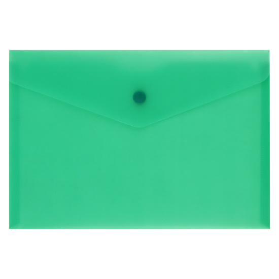 Папка-конверт на кнопке А5, 0,15 мм, цвет зеленый, полупрозрачный KLERK 232522