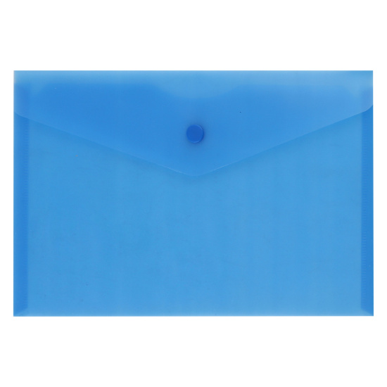 Папка-конверт на кнопке А5, 0,15 мм, цвет синий полупрозрачный KLERK 232523
