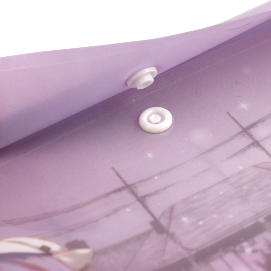 Папка-конверт на кнопке А5, 0,15 мм, цвет фиолетовый с рисунком Аниме милашка КОКОС 240328