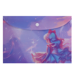 Папка-конверт на кнопке, А5, 0,15 мм, цвет сиреневый с рисунком, Magic ballerina, КОКОС, 251318