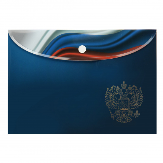 Папка-конверт на кнопке А5 (170*240 мм), 0,15 мм Флаг России КОКОС 212118