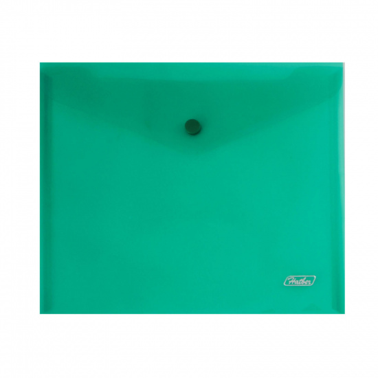 Папка-конверт на кнопке А5 (215*240 мм), 0,18 мм, цвет зеленый Hatber AKk_15104