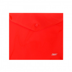 Папка-конверт на кнопке А5 (215*240 мм), 0,18 мм, цвет красный Hatber AKk_15103