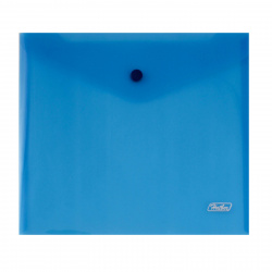 Папка-конверт на кнопке А5 (215*240 мм), 0,18 мм, цвет синий Hatber AKk_15102