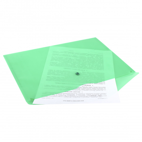 Папка-конверт на кнопке А4, 0,12 мм, цвет зеленый KLERK 212661
