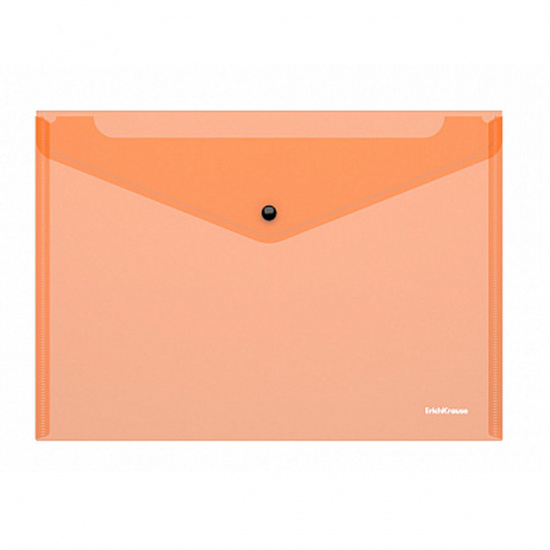 Папка-конверт на кнопке А4 (232*333 мм), 0,18 мм, цвет оранжевый Glossy Neon Erich Krause 50307