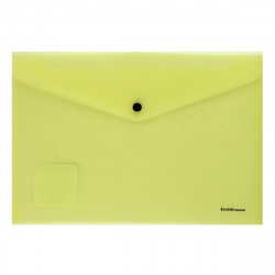 Папка-конверт на кноп А4 (232*333мм) 0,18мм Erich Krause Glossy Neon 50309 полупрозрачная желтая