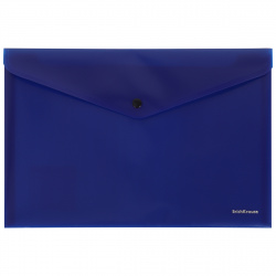 Папка-конверт на кнопке А4, 0,18 мм, цвет синий Glossy Vivid Erich Krause 54878