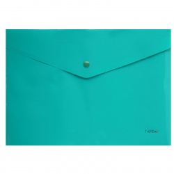 Папка-конверт на кнопке А4 (235*330 мм), 0,18 мм, цвет зеленый Hatber AKk4_00004