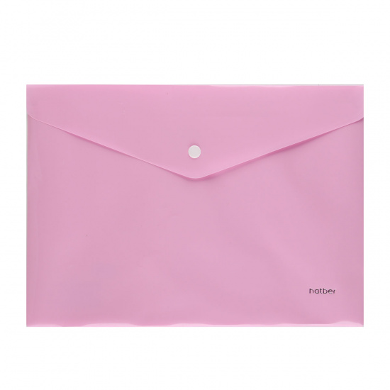 Папка-конверт на кнопке А4, 0,18 мм, цвет розовый NEWtone Pastel Hatber AKк4_05018