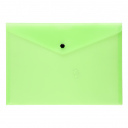 Папка-конверт на кноп А4 (240*340мм) 0,18мм KLERK 212678 полупрозрачная неон зеленая