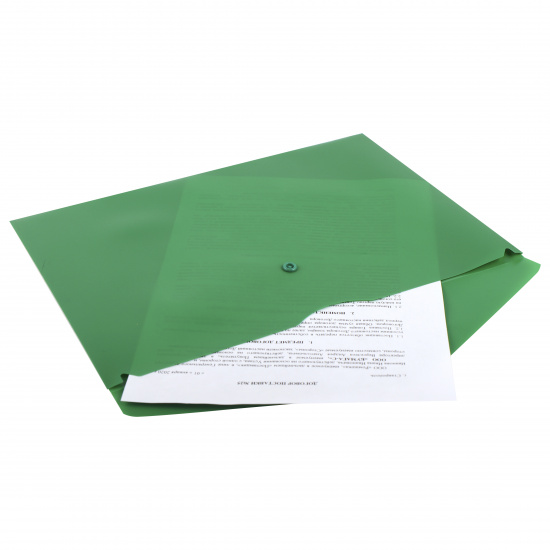 Папка-конверт на кнопке А4, 0,18 мм, цвет зеленый KLERK 212690
