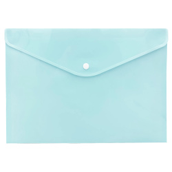Папка-конверт на кнопке А4, 0,18 мм, цвет голубой Pastel KLERK 241280