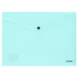Папка-конверт на кнопке А4, 0,18 мм, цвет мята Pastel KLERK 241283