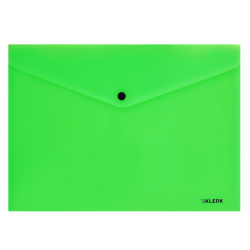 Папка-конверт на кноп А4 (240*330мм) 0,18мм KLERK Neon 241289 полупрозрачная зеленая