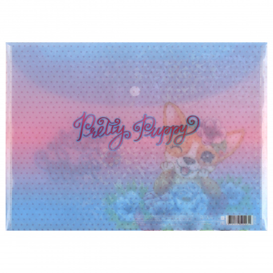 Папка-конверт на кнопке А4, 0,15 мм, цвет розовый/голубой Pretty Puppy КОКОС 212063