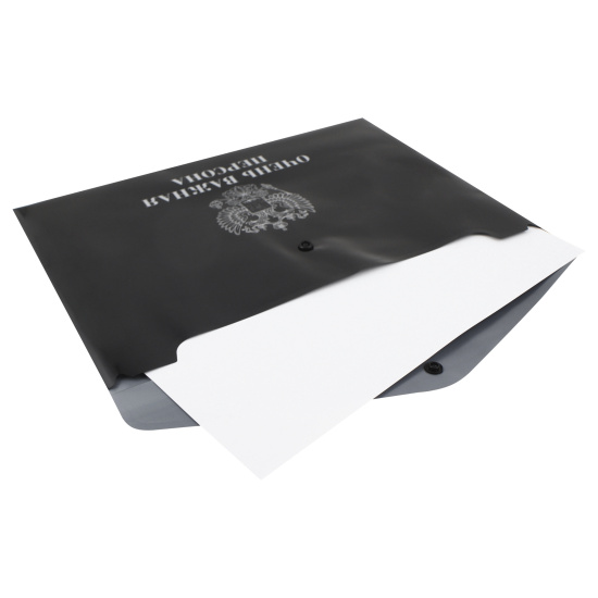 Папка-конверт на кнопке А4, 0,15 мм, цвет черный с рисунком Герб КОКОС 240723